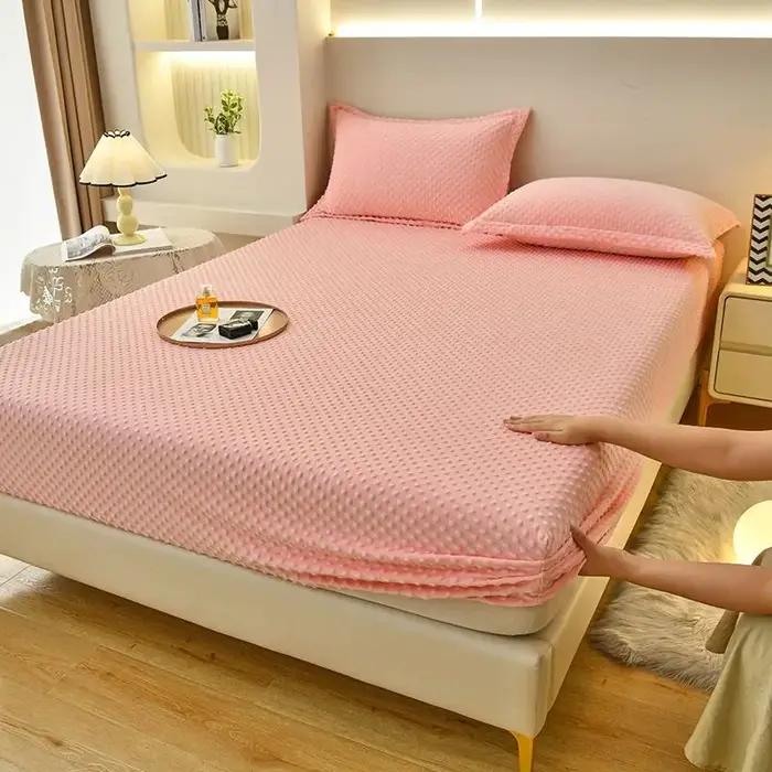 Drap de lit en velours corail et housse de protection pour matelas en velours de lait, couvre-lit isolant en peluche hiver confort hôtelier chambre élégante occassions spéciales nuit douillette