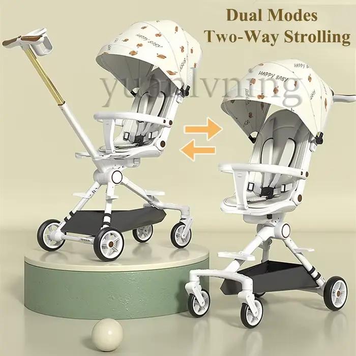 Poussette pliable 4 roues siège réversible absorption des chocs mode nacelle promenade confortable pour bébé sorties quotidiennes voyages familiaux cadeau naissance