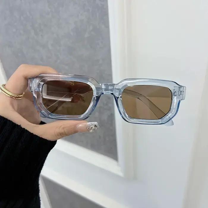 Luxueux Rectangle lunettes de soleil femmes hommes marque de mode concepteur décontracté lunettes de
