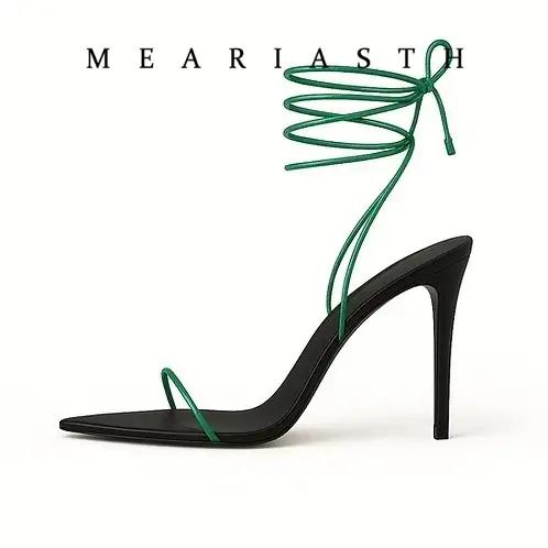 Sandales d'été blanches et noires à lacets pour femmes, chaussures à talons hauts en cuir, talons ai