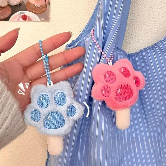1/2 pièces mignon dessin animé pendentif chaton griffe Popsicle Figurine porte-clés sac porte-clés p