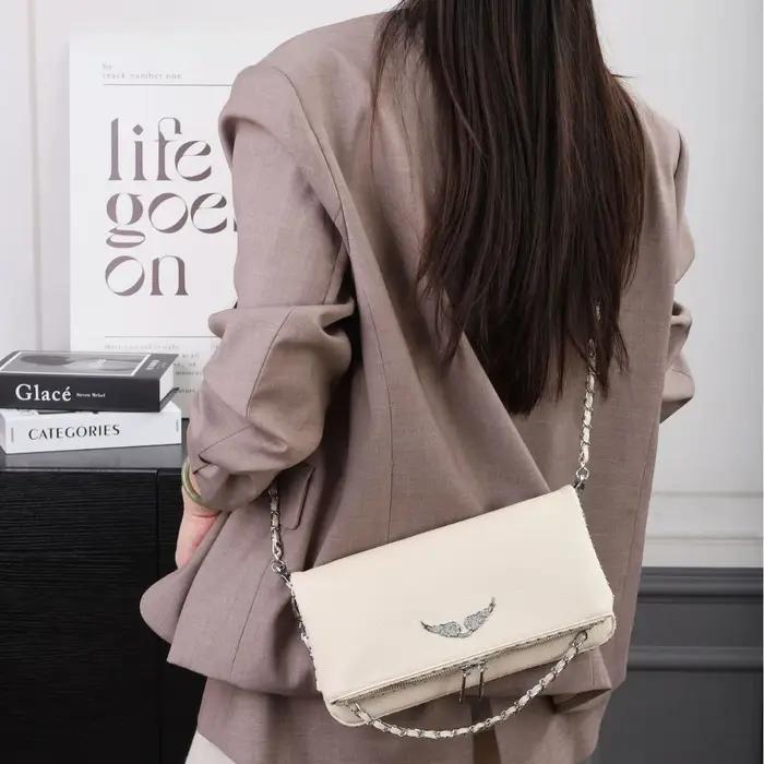 Sac à main bandoulière en cuir grainé pour femme, sac à main polyvalent classique à porter à l'épaul