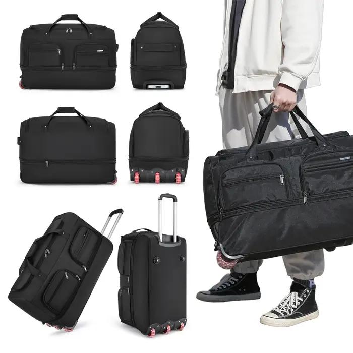 Sac vérifié de la compagnie aérienne Sac de bagage mobile pliable à l'étranger avec chariot Bagage d