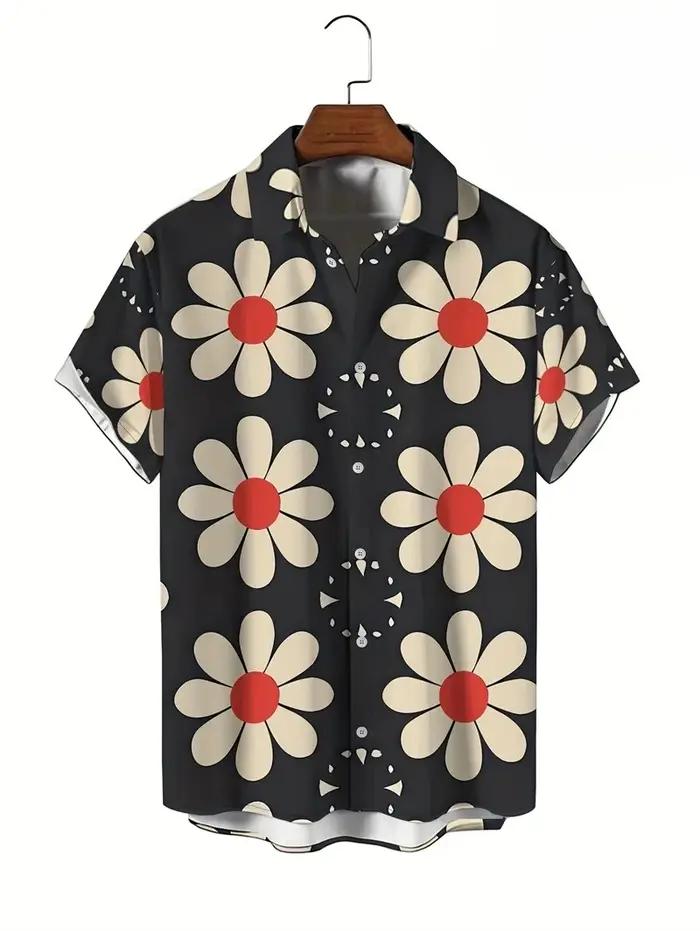Chemises florales hommes Hawaii vacances fête Blouse 2025 revers plage chemise fleur Camisas à manch
