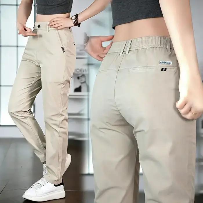 Pantalon décontracté homme 2026 en soie glacée, coupe droite, fin, respirant, pour l'été, style busi