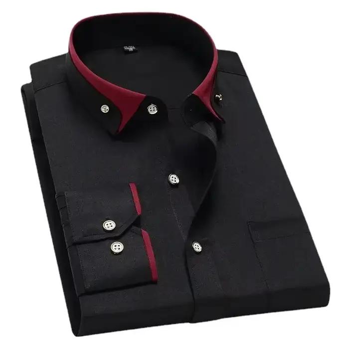 Chemise élastique à manches longues pour hommes, chemise d'affaires décontractée, chemise confortabl