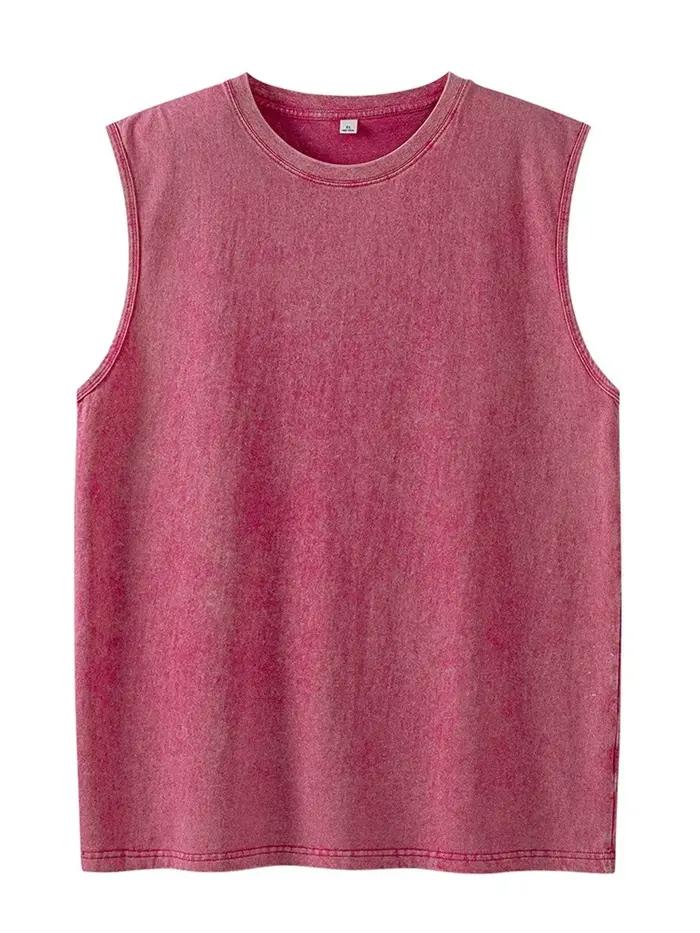 2025 été nouveau coton hommes lavé coton débardeurs Muscle Gym sans manches entraînement t-shirts co
