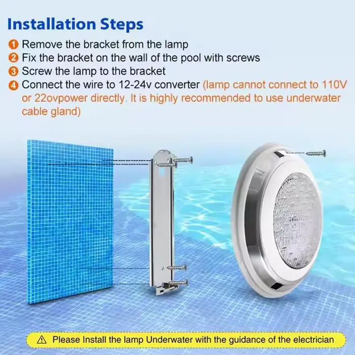 Lampe LED pour piscine, AC12V, en acier inoxydable, IP68, 12W, 18W, 25W, 35W, 54W, télécommande sous