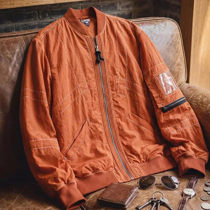 Blouson bomber MA1 Maden pour homme, veste de pilote légère, fermeture éclair, style baseball classi