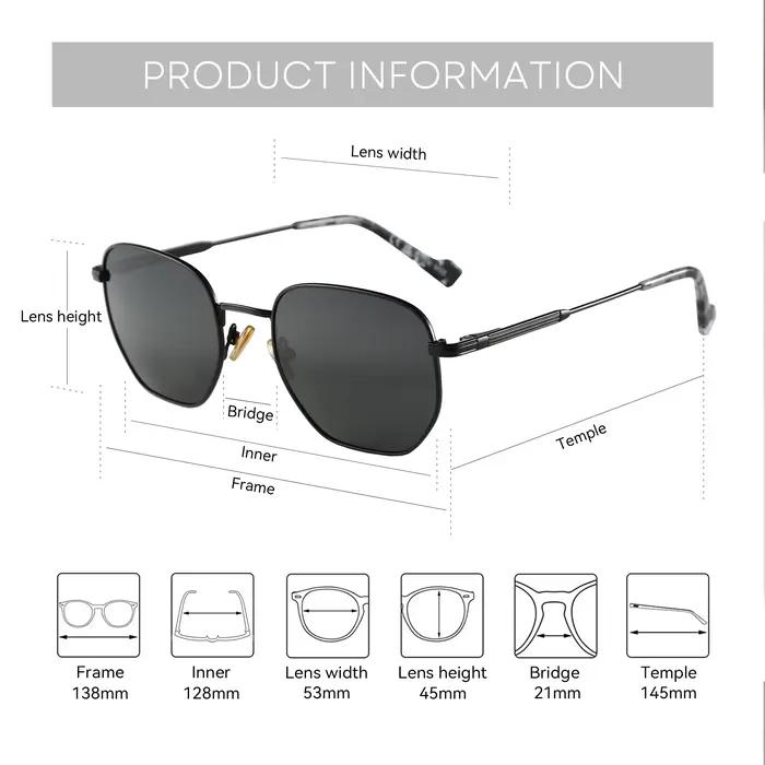ZENOTTIC Lunettes de soleil polarisées à géométrie hexagonale tendance pour hommes et femmes, lunett