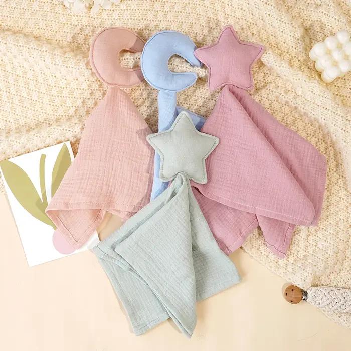Couverture confortable en mousseline de coton pour bébé, poupée de chat mignon pour nourrissons et e