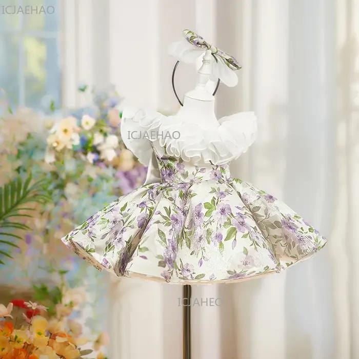 Robe de soirée pour filles, costume de fête du premier anniversaire, robe de soirée fleurie pour enf