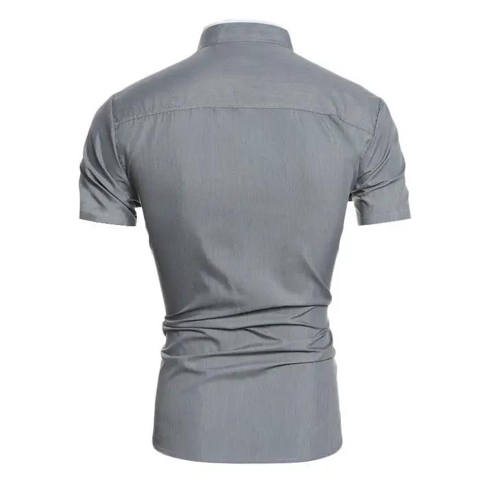 Chemise décontractée à manches courtes pour hommes, couleur unie, pour les déplacements, nouvelle co