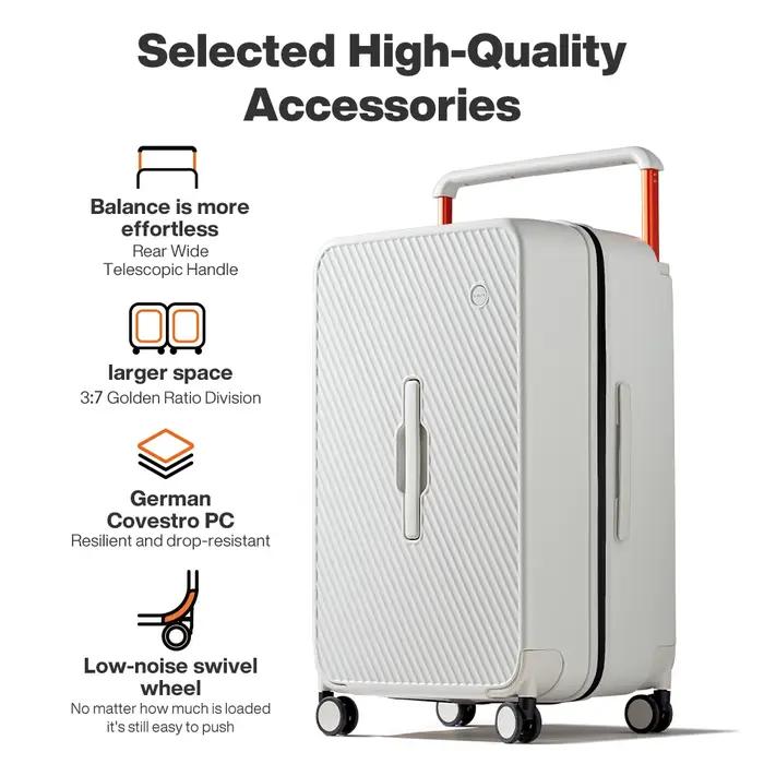 Valise trolley Mixi grande capacité 26 pouces rigide à roulettes avec poignée large pour bagages de