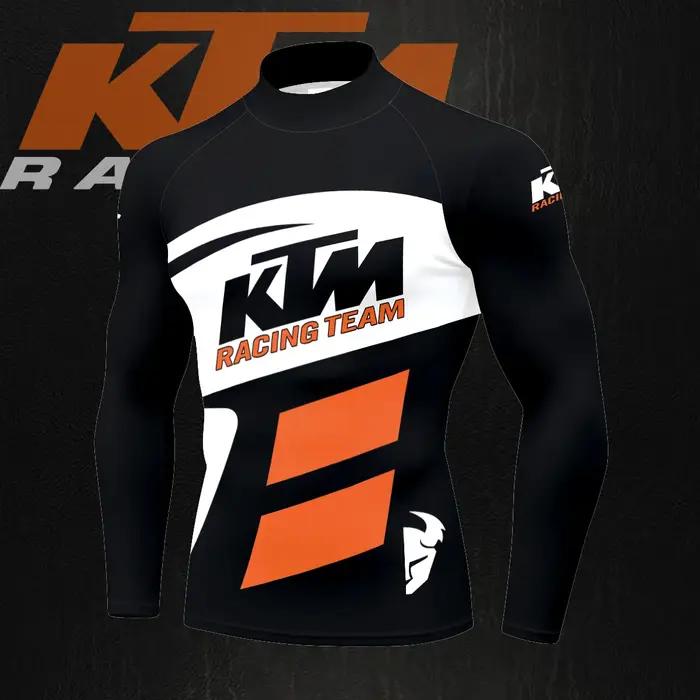 T-shirt à manches longues pour homme KTM, col mi-haut, noir, simple, décontracté, sportif, tendance,