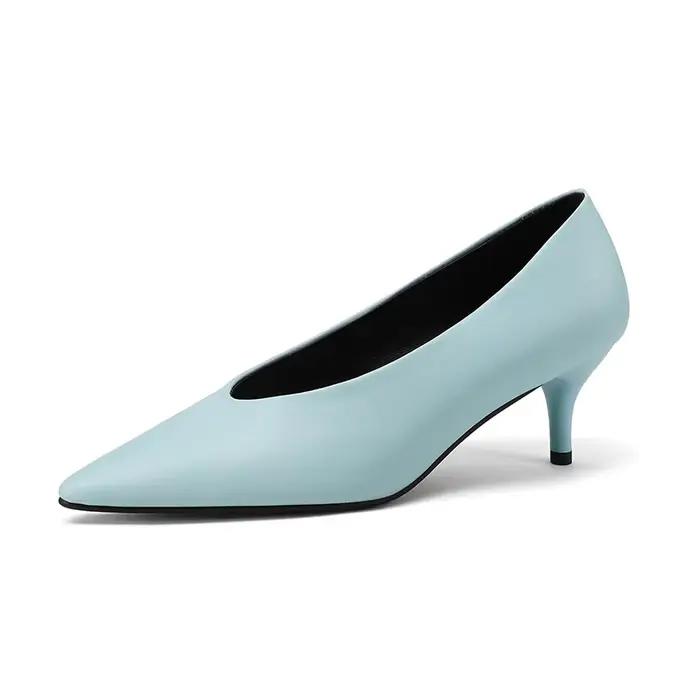 Escarpins tendance en croûte de cuir pour femmes, chaussures de bureau Sexy, rouge clair-jaune, bout