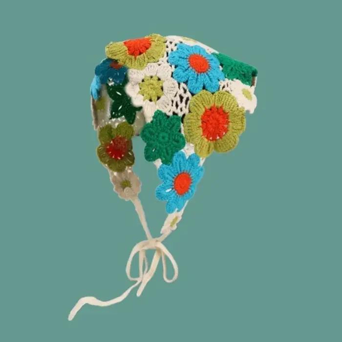 Coréen doux mignon à la main Crochet creux Triangle bandeau serviette femmes printemps et été voyage