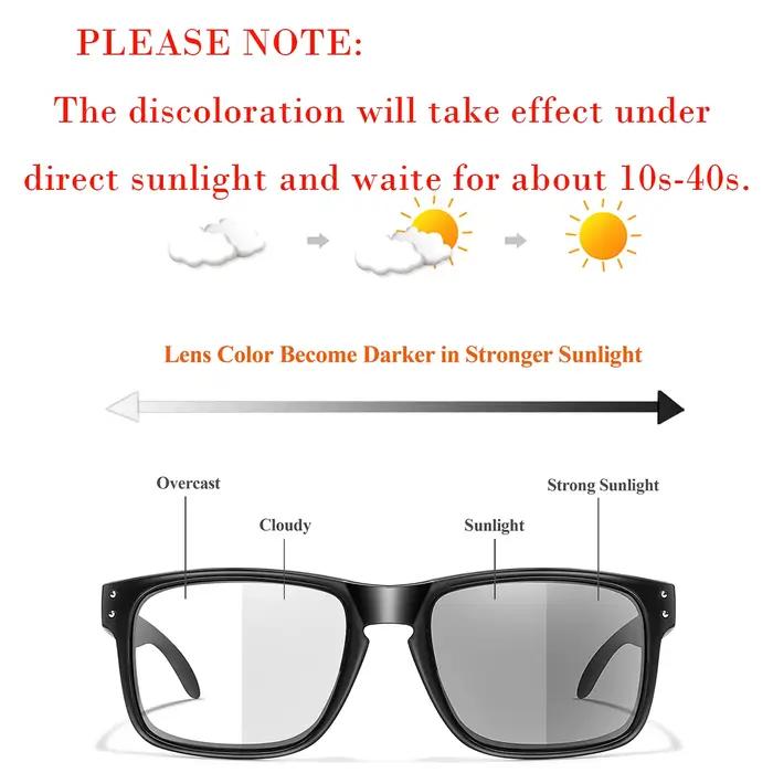 Lunettes de soleil photochromiques pour hommes et femmes, lunettes carrées classiques pour course en
