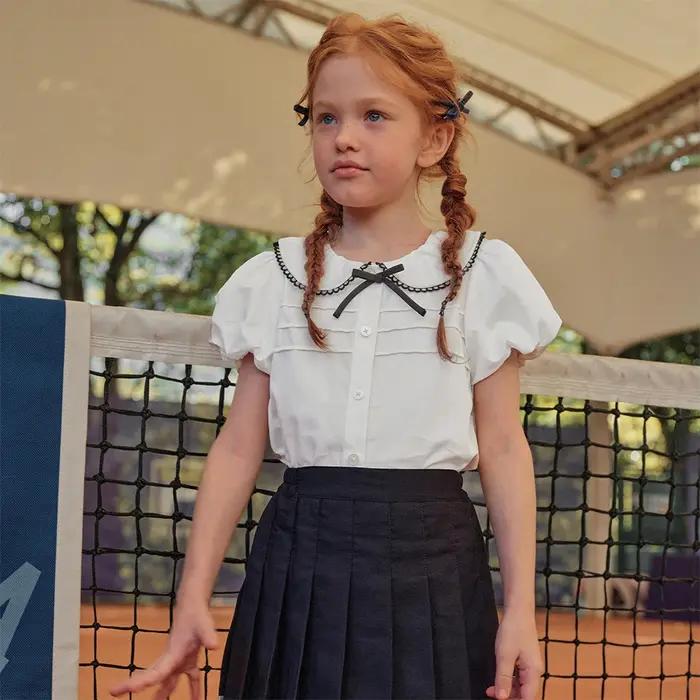 Chemise d'été pour enfants Dave Bella, chemisier en coton à manches courtes pour filles, 7-13 ans, h