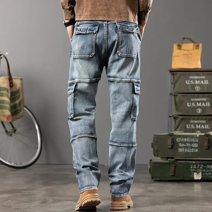 Automne nouveaux Styles en plein air hommes jambes larges jean vêtements de travail multi-poches pan