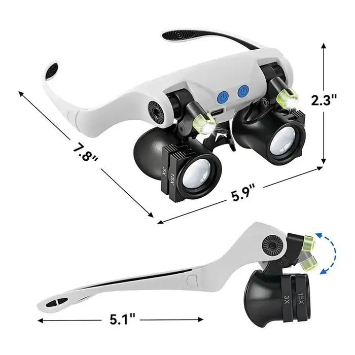 Loupes à lumière LED ABUP, loupe mains libres avec 14 lentilles interchangeables (3X, 4X, 5X, 6X, 7X