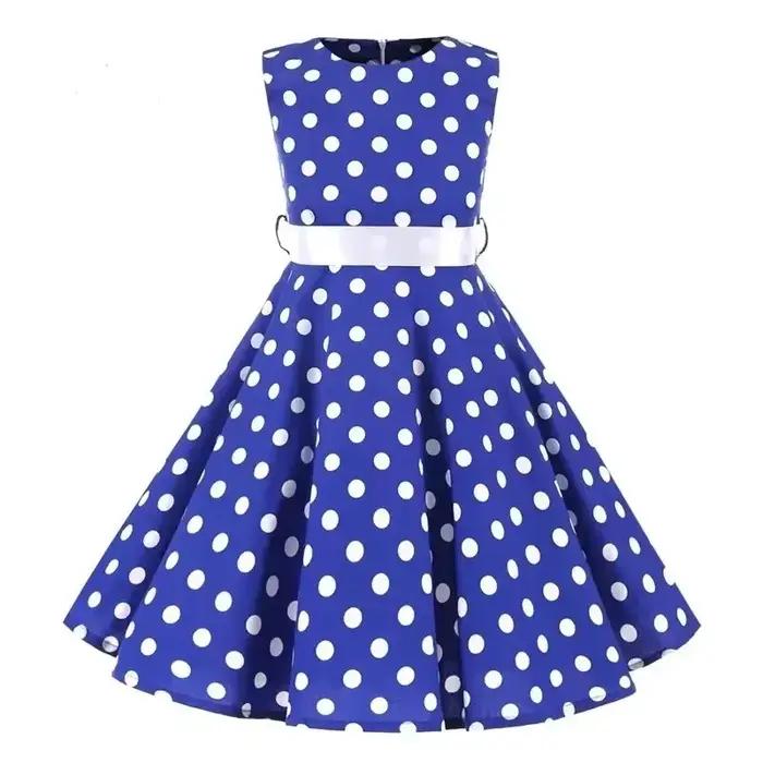 Robe princesse d'été en coton pour filles, balançoire des années 50, Vintage, à pois, fête d'anniver