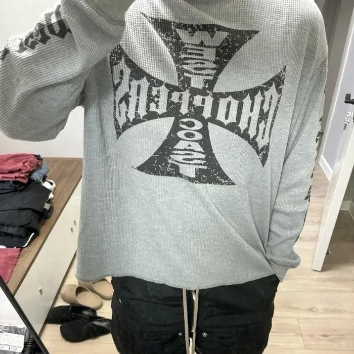 Yao mode Vintage ample Streetwear HipHop sanskrit Logo imprimé t-shirt de haute qualité à manches lo