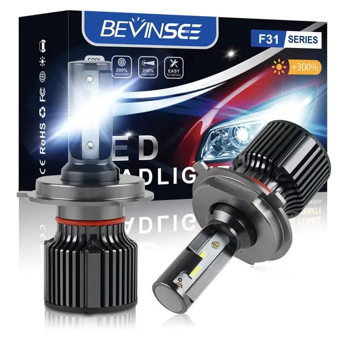 BEVINSEE Ampoule LED H4 H7 H11 50W 6000LM H1 H3 Ampoule LED 9004 9007 9008 Feux de route/croisement