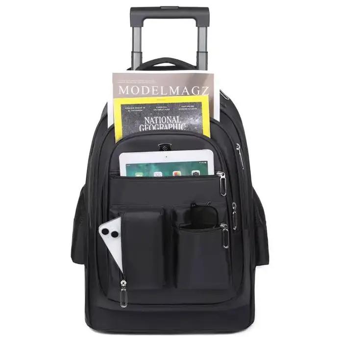 Sac à dos de voyage de grande capacité avec roulettes pour hommes, nervures cachées, bagage à main é