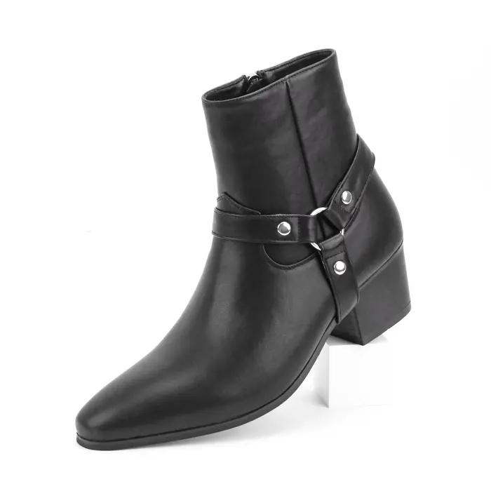 Bottes Chelsea à talons hauts pour hommes, double élastique