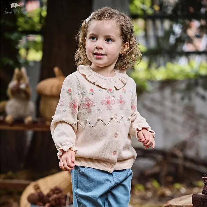 Dave Bella automne hiver filles bébé enfants pull tricoté pull décontracté doux mignon doux tricots