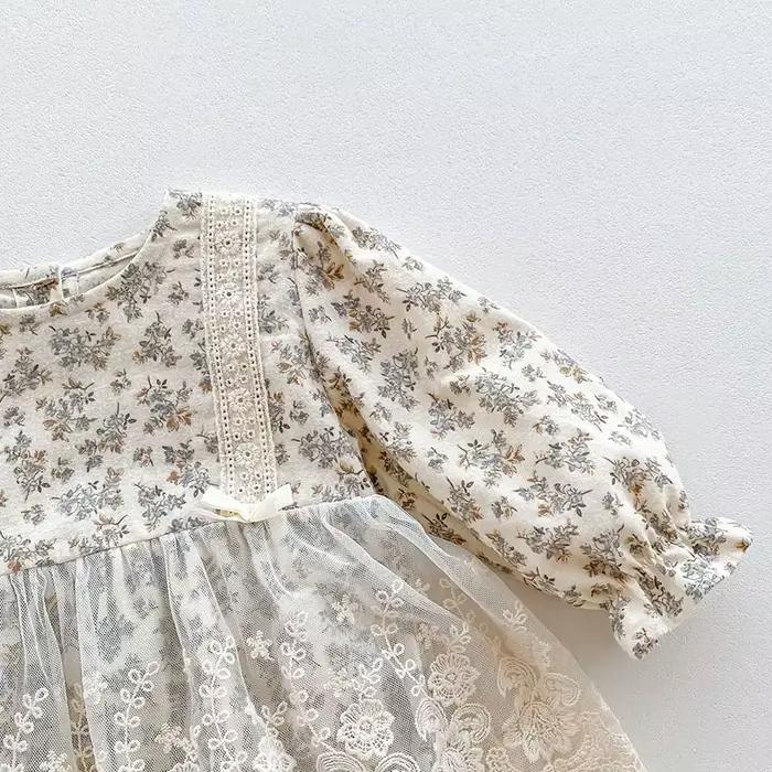 Body chapeau nouveau-né fille coton imprimé dentelle combinaison bébé printemps automne