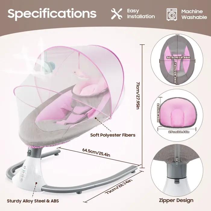 Berceau électrique balançoire pour bébé, berceau à bascule automatique pour bébé de 0 à 18 mois d'âg
