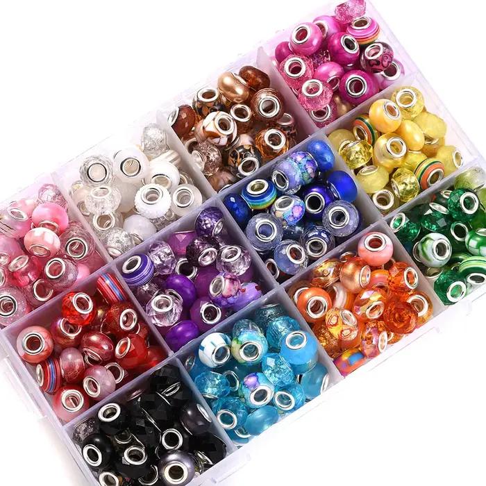 50 pièces de perles acryliques rondes plates de 14mm à grand trou, perles d'espacement en acrylique