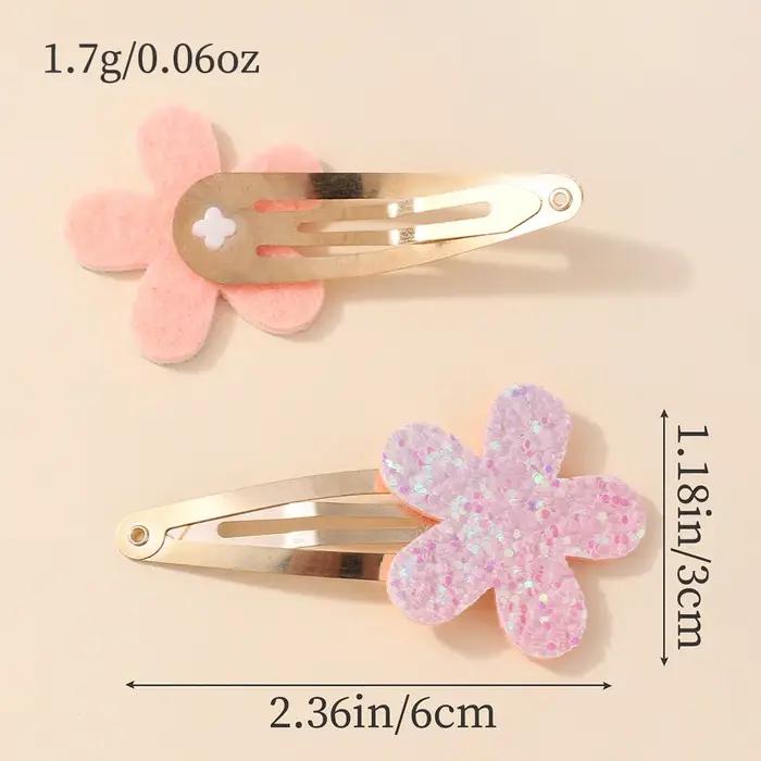 Épingles à cheveux faites à la main pour filles, 16 pièces, paillettes, fleur arc-en-ciel, lapin BB,
