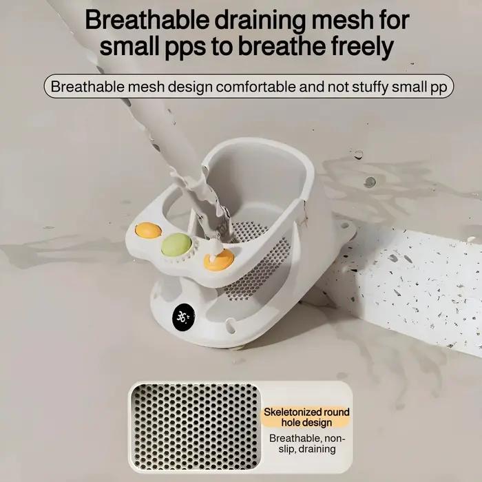 Siège de bain antidérapant en PVC pour bébé avec ventouses sécurisées et capteur de température pour bains sécurisés et ludiques de tout-petits occasions spéciales