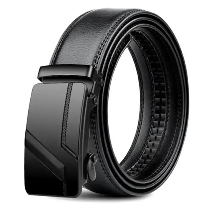 Ceinture en cuir PU pour hommes d'affaires, véritable marque de luxe, structure en métal, haute qual