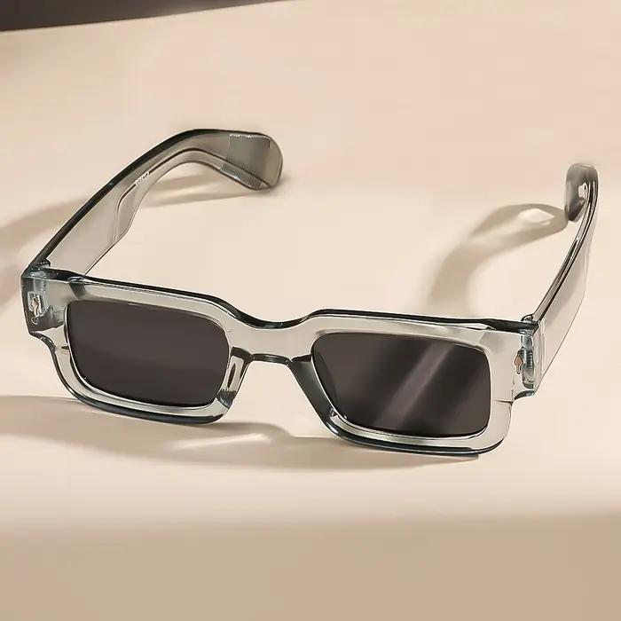 Lunettes de soleil carrées rétro unisexes, 1 pièce, Protection UV classique, monture en plastique, p