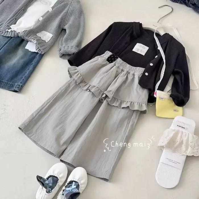 UNITIM Pantalon droit pour filles de 2 à 8 ans, pantalon à jambes larges pour enfants, taille élasti