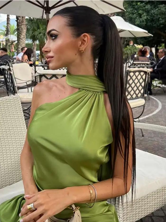 Robe longue dos nu avec ruban de satin pour femme, robes sexy pour femme, robe de soirée élégante po