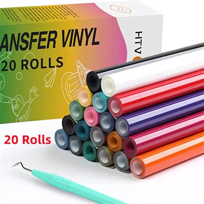 HTVRONT 20/14 Pack 12inX3ft/30X90cm rouleau de vinyle de transfert de chaleur PU pour impression de