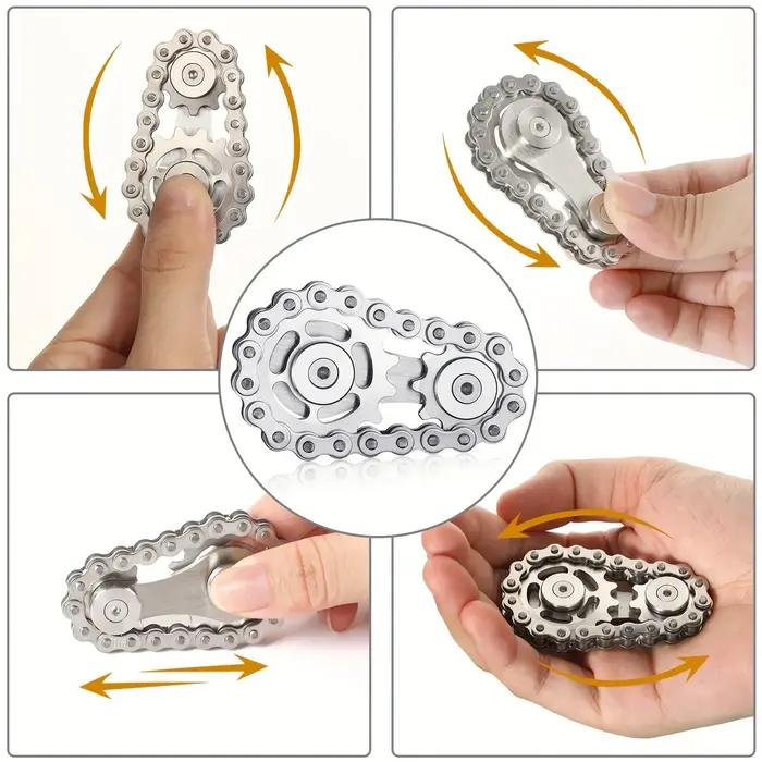 Volant d'inertie mécanique à dents de chaîne, Fidget Spinner, anti-stress, anxiété, chaînes de vélo
