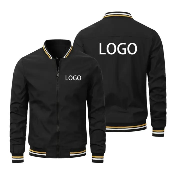 Logo personnalisé hommes vestes marque printemps automne coupe-vent impression manteau à glissière c
