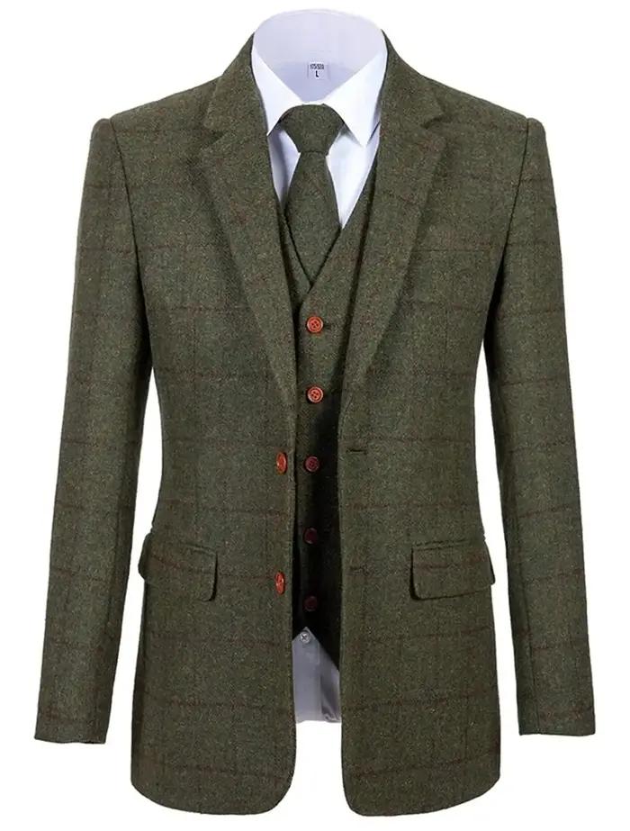 Costumes 3 pièces pour hommes, smoking formel à revers cranté pour garçons d'honneur, Tuxedos à carr