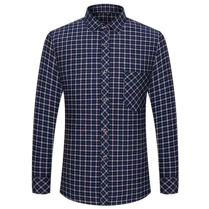 Chemises de glouton en coton pur M-6XL pour hommes, manches longues, poche unique, optique à carreau