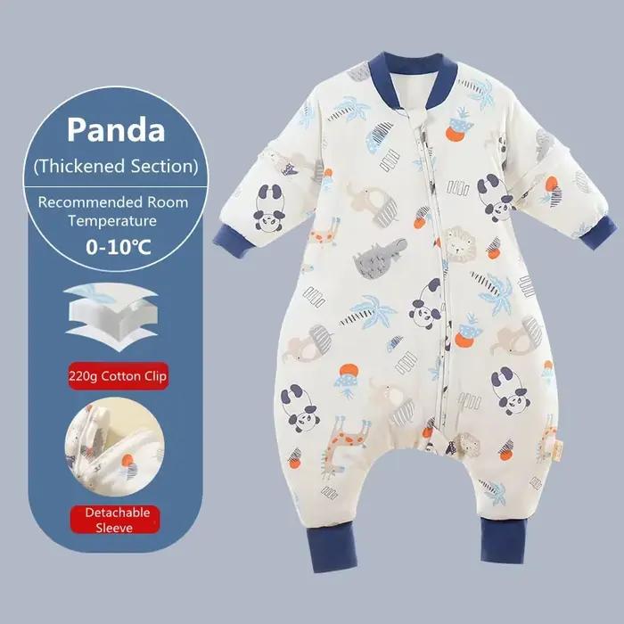 Gigoteuse à jambes fendues de dessin animé pour bébé, sac de couchage pour enfants, poignées, manche