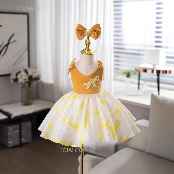 Robe de soirée pour filles, style princesse, blanche, pour anniversaire, récital de piano, événement