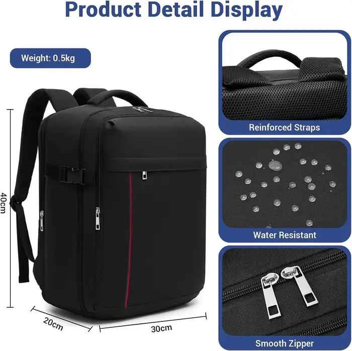 Sac à dos KONO compatible Ryanair, bagage à main 40×30×20cm, imperméable, léger avec compartiment po