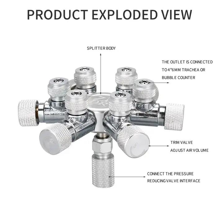 ZRDR – distributeur de CO2 multi-voies pour Aquarium en acier inoxydable, vanne à aiguille de sépara