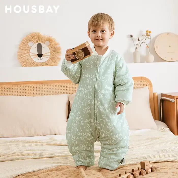 Sac de couchage pour enfants 1-4 ans, Protection du cou, coupe-vent chaud, 3 fermetures éclair, manc